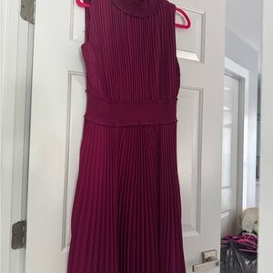 Nanette Lepore Rich Burgundy Pleated Midi Dress
